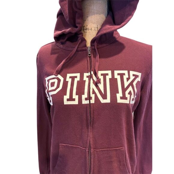 Victoria's Secret PINK Women's Maroon Full Zip Hoodie Jacket Size S - Picture 2 of 10